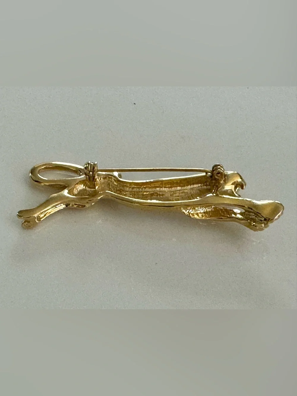 Vintage Sleek Gold Tone Leaping Panther Brooch